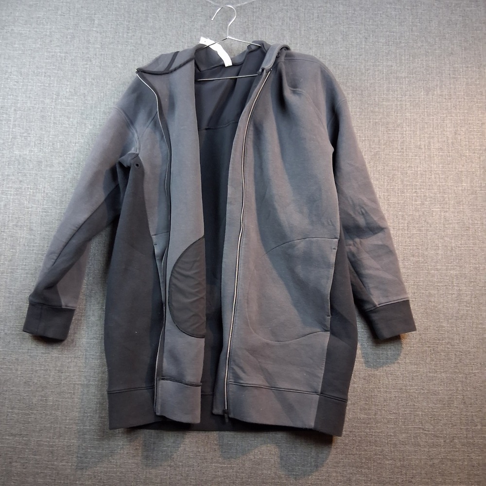 Lululemon Longline Full Zip Hoodie Black Charcoal Grey Colorblock Relaxed Fit